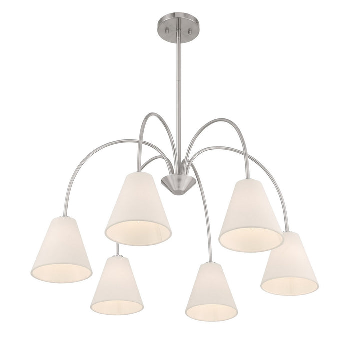 Meridian M100138BN Six Light Chandelier, Brushed Nickel