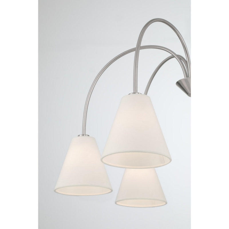 Meridian M100138BN Six Light Chandelier, Brushed Nickel