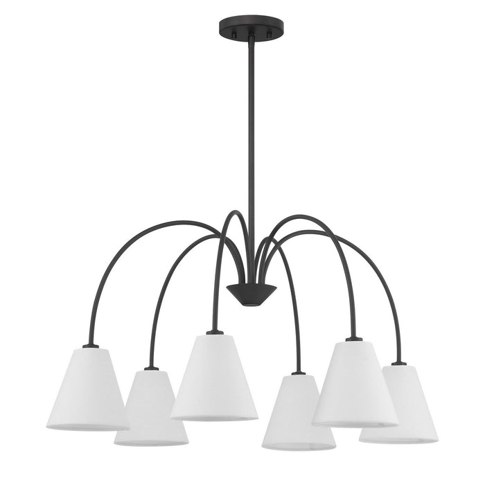 Meridian M100138MBK Six Light Chandelier, Matte Black