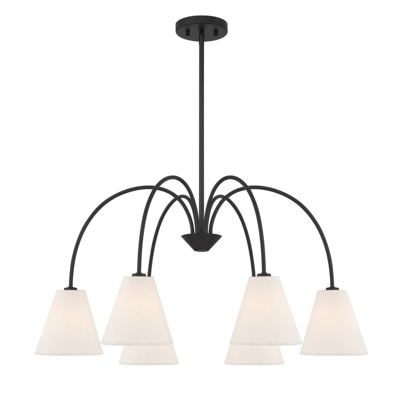 Meridian M100138MBK Six Light Chandelier, Matte Black