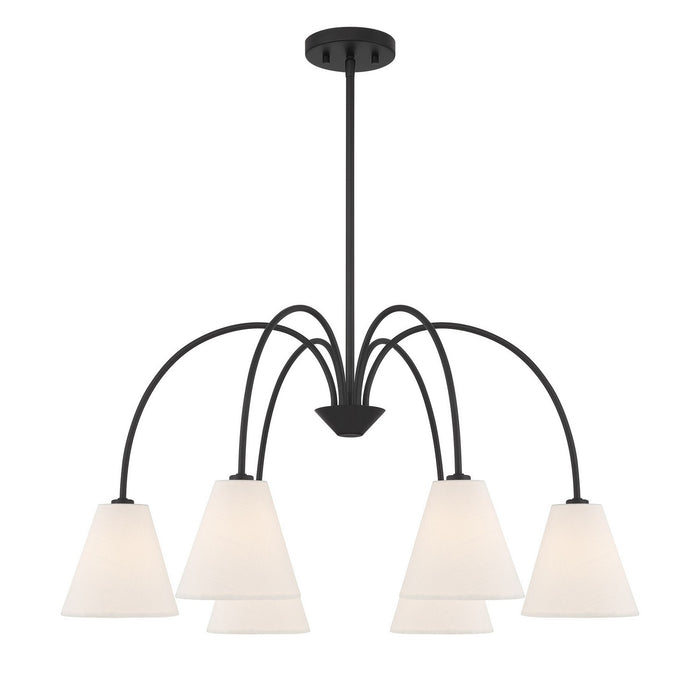 Meridian M100138MBK Six Light Chandelier, Matte Black