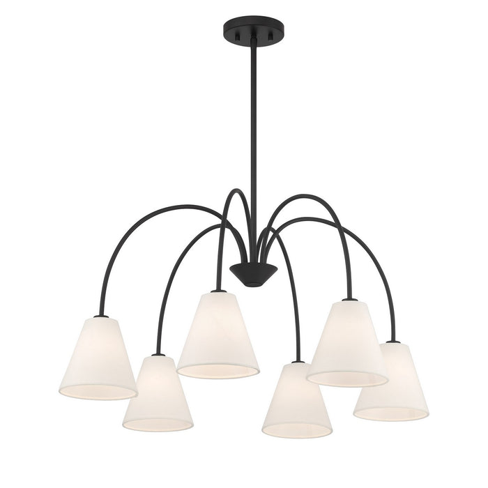 Meridian M100138MBK Six Light Chandelier, Matte Black