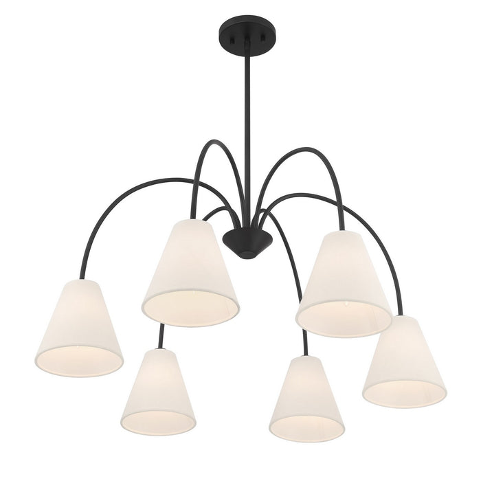 Meridian M100138MBK Six Light Chandelier, Matte Black