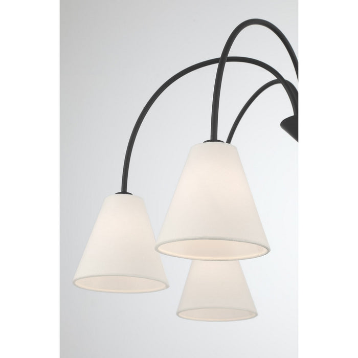 Meridian M100138MBK Six Light Chandelier, Matte Black
