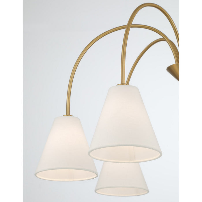 Meridian M100138NB Six Light Chandelier, Natural Brass