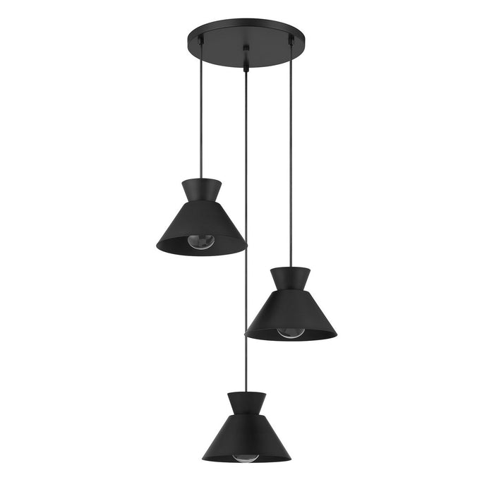 Meridian M100139MBK Three Light Chandelier, Matte Black