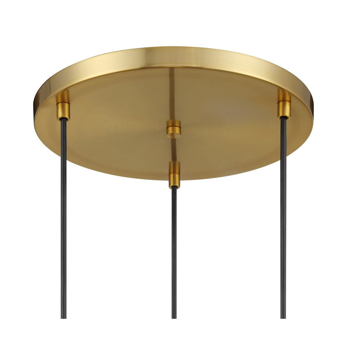 Meridian M100139NB Three Light Chandelier, Natural Brass