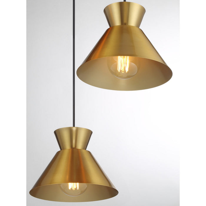 Meridian M100139NB Three Light Chandelier, Natural Brass