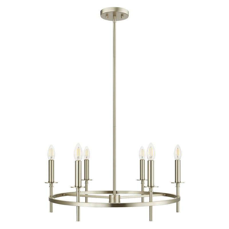 Meridian M100140BN Six Light Chandelier, Brushed Nickel