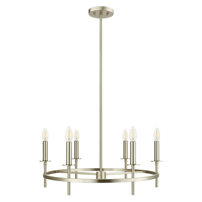 Meridian M100140BN Six Light Chandelier, Brushed Nickel