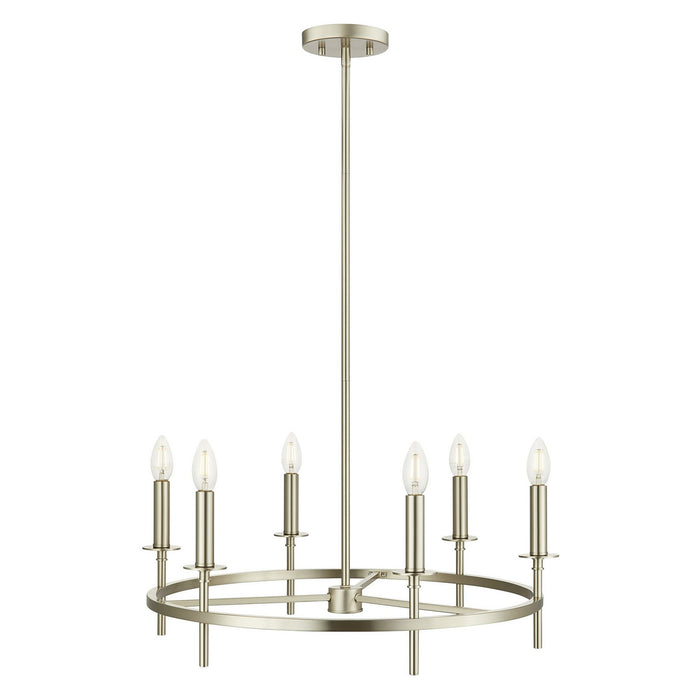 Meridian M100140BN Six Light Chandelier, Brushed Nickel