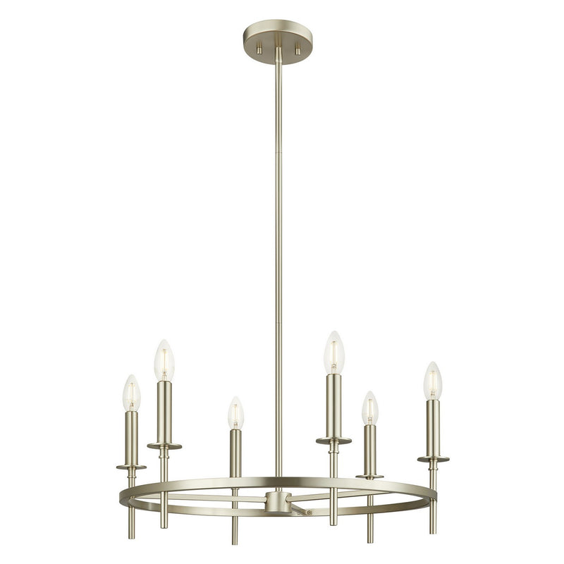 Meridian M100140BN Six Light Chandelier, Brushed Nickel