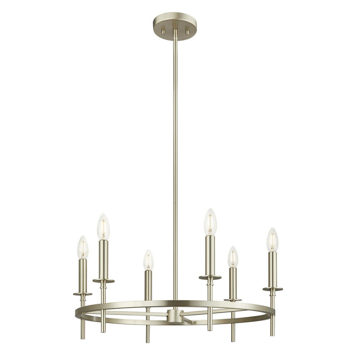 Meridian M100140BN Six Light Chandelier, Brushed Nickel
