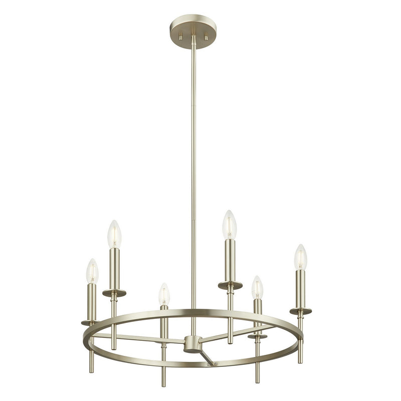 Meridian M100140BN Six Light Chandelier, Brushed Nickel
