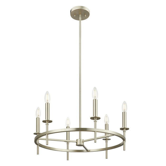Meridian M100140BN Six Light Chandelier, Brushed Nickel