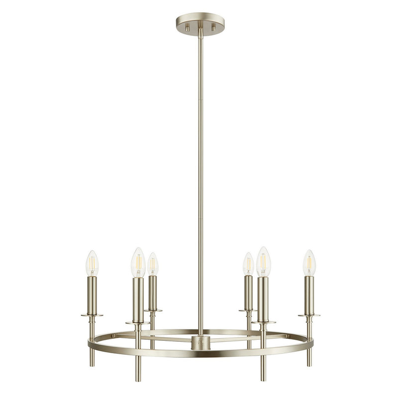 Meridian M100140BN Six Light Chandelier, Brushed Nickel
