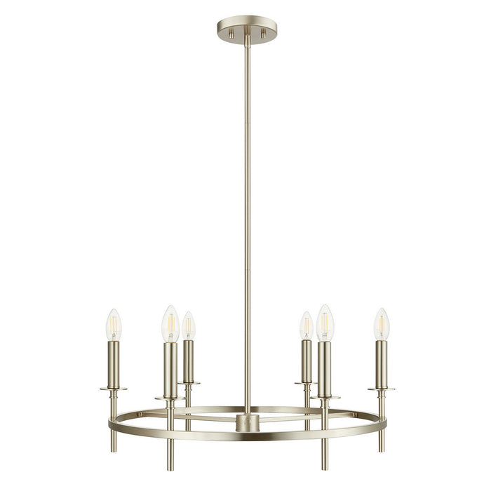 Meridian M100140BN Six Light Chandelier, Brushed Nickel