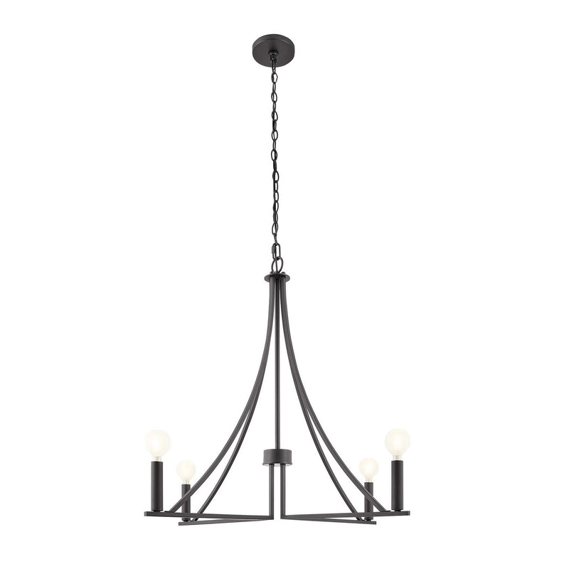 Meridian M100141MBK Four Light Chandelier, Matte Black