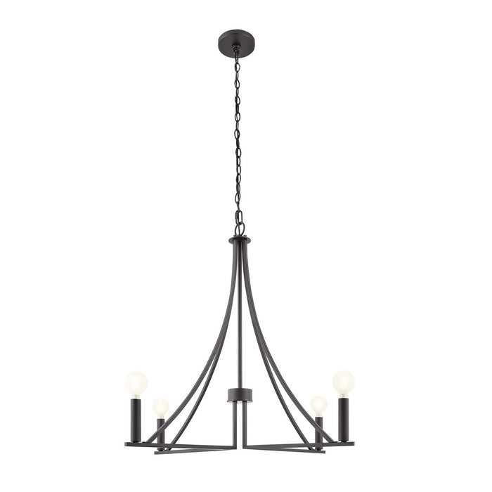 Meridian M100141MBK Four Light Chandelier, Matte Black