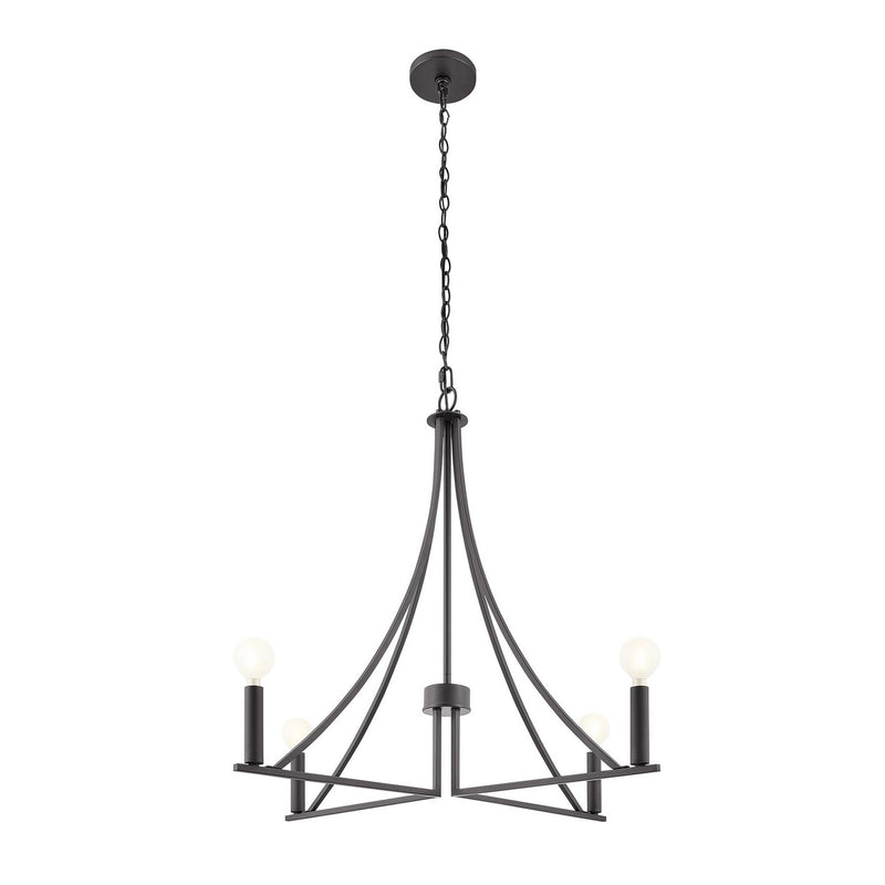 Meridian M100141MBK Four Light Chandelier, Matte Black
