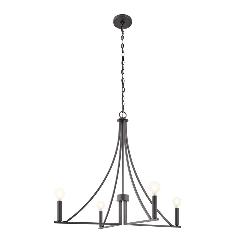 Meridian M100141MBK Four Light Chandelier, Matte Black