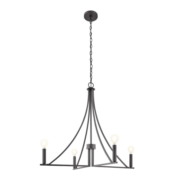 Meridian M100141MBK Four Light Chandelier, Matte Black