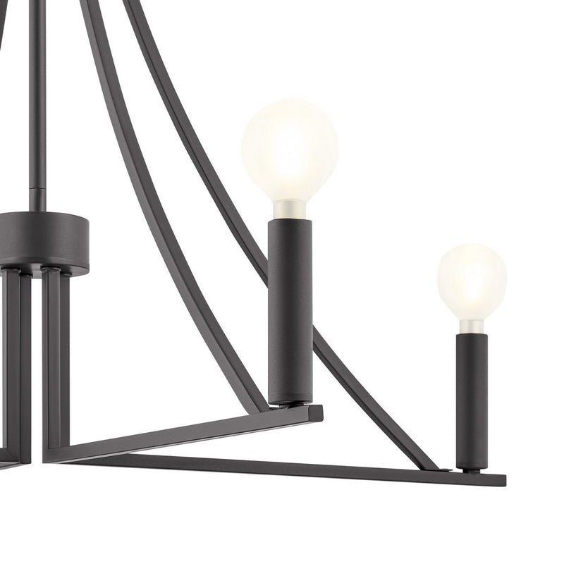 Meridian M100141MBK Four Light Chandelier, Matte Black