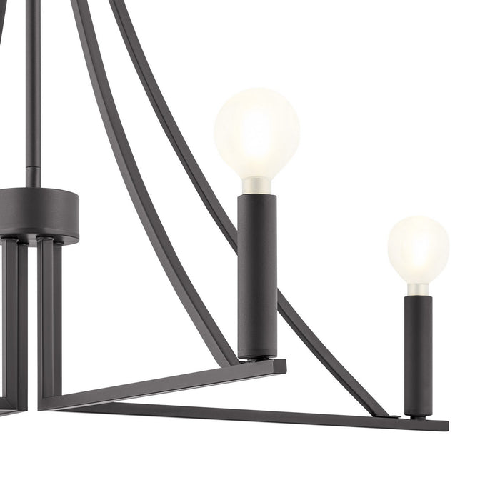 Meridian M100141MBK Four Light Chandelier, Matte Black