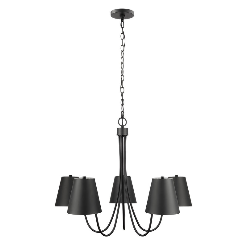 Meridian M100142MBK Five Light Chandelier, Matte Black