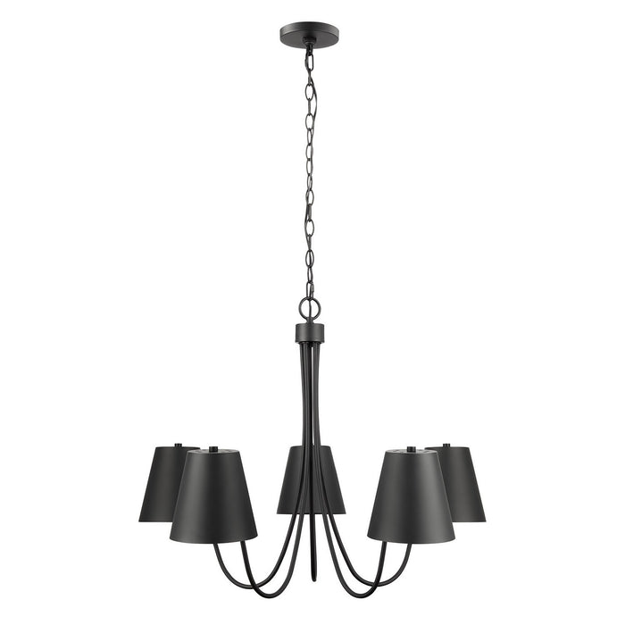 Meridian M100142MBK Five Light Chandelier, Matte Black