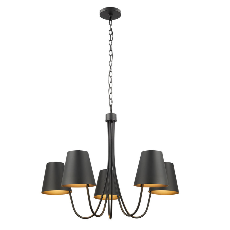 Meridian M100142MBK Five Light Chandelier, Matte Black