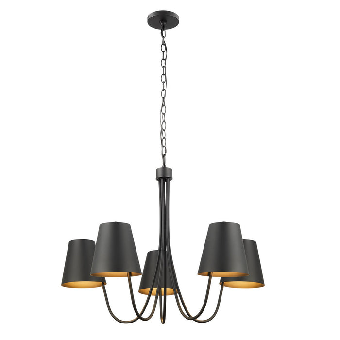 Meridian M100142MBK Five Light Chandelier, Matte Black