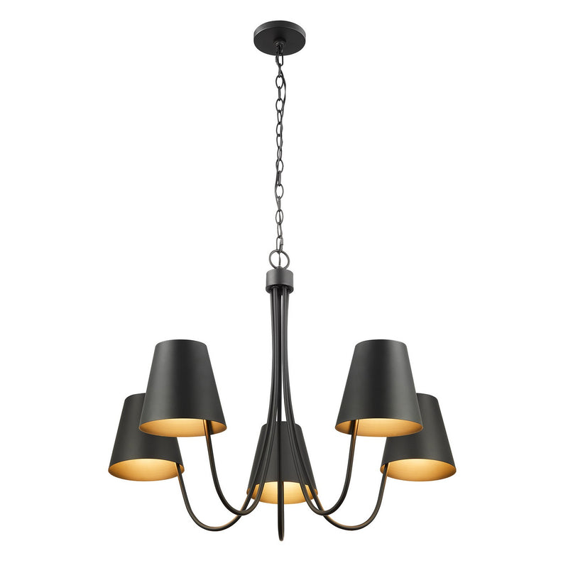 Meridian M100142MBK Five Light Chandelier, Matte Black