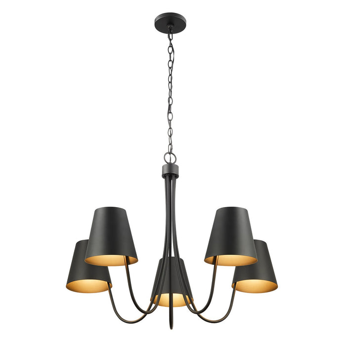 Meridian M100142MBK Five Light Chandelier, Matte Black