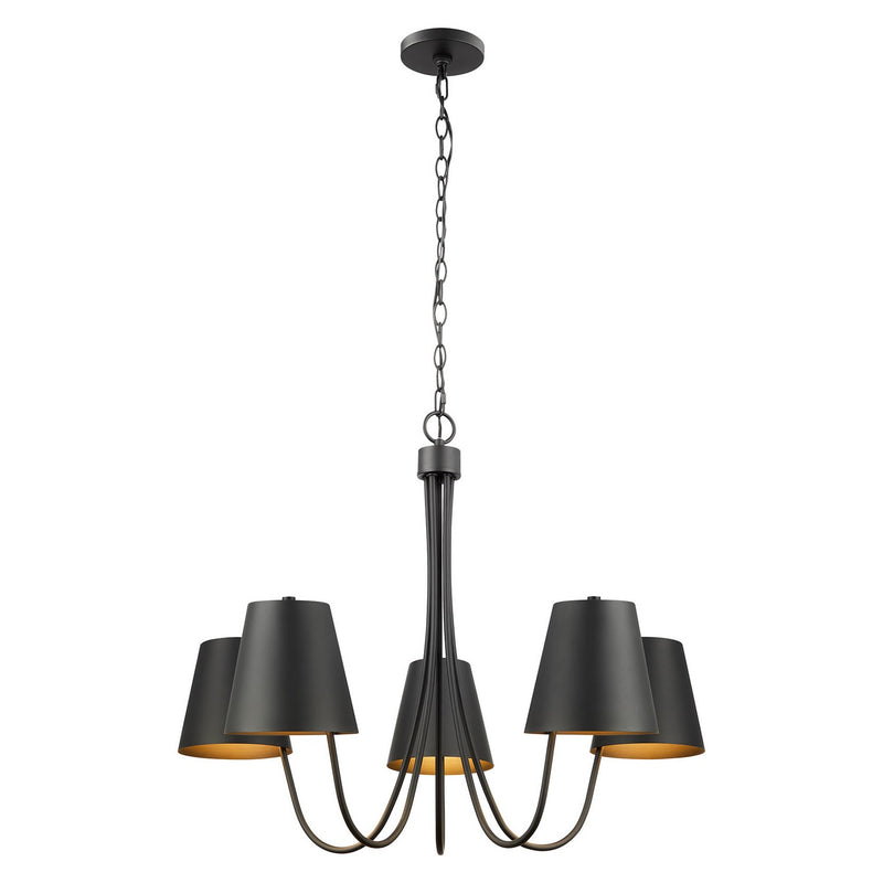 Meridian M100142MBK Five Light Chandelier, Matte Black