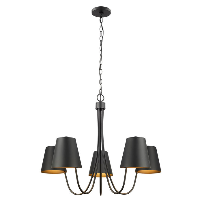 Meridian M100142MBK Five Light Chandelier, Matte Black