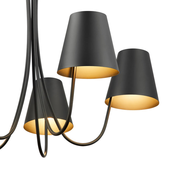 Meridian M100142MBK Five Light Chandelier, Matte Black