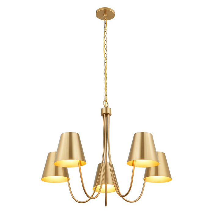 Meridian M100142NB Five Light Chandelier, Natural Brass