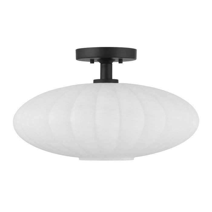 Meridian M60075MBK One Light Semi-Flush Mount, Matte Black