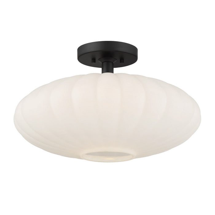 Meridian M60075MBK One Light Semi-Flush Mount, Matte Black