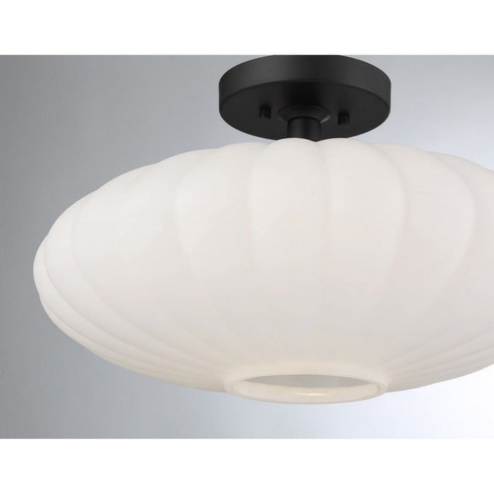 Meridian M60075MBK One Light Semi-Flush Mount, Matte Black