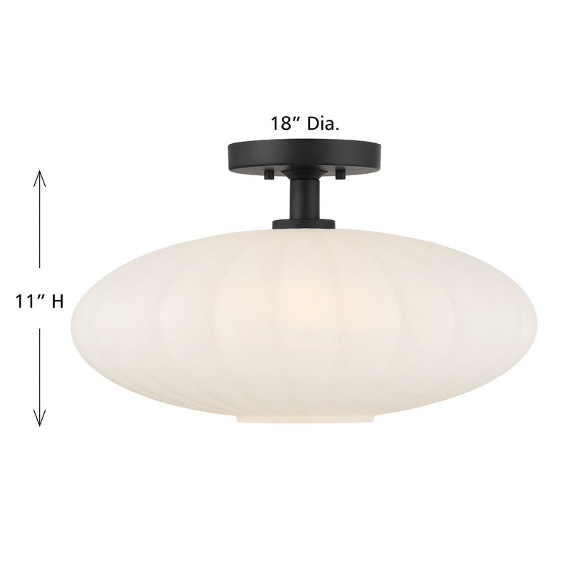Meridian M60075MBK One Light Semi-Flush Mount, Matte Black