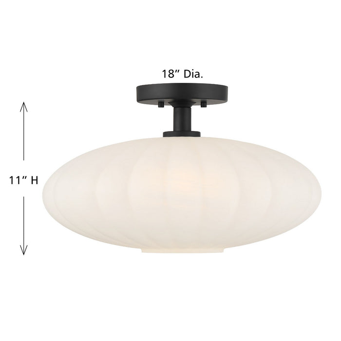 Meridian M60075MBK One Light Semi-Flush Mount, Matte Black