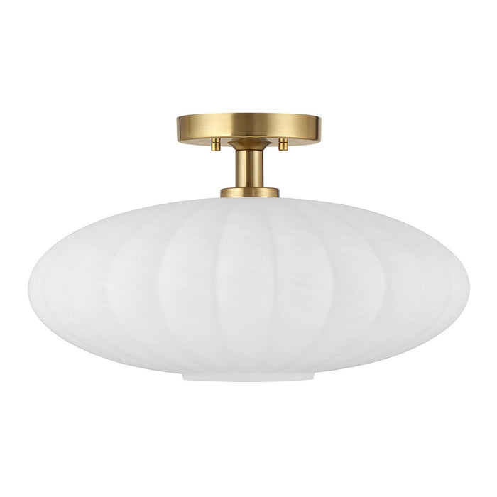 Meridian M60075NB One Light Semi-Flush Mount, Natural Brass