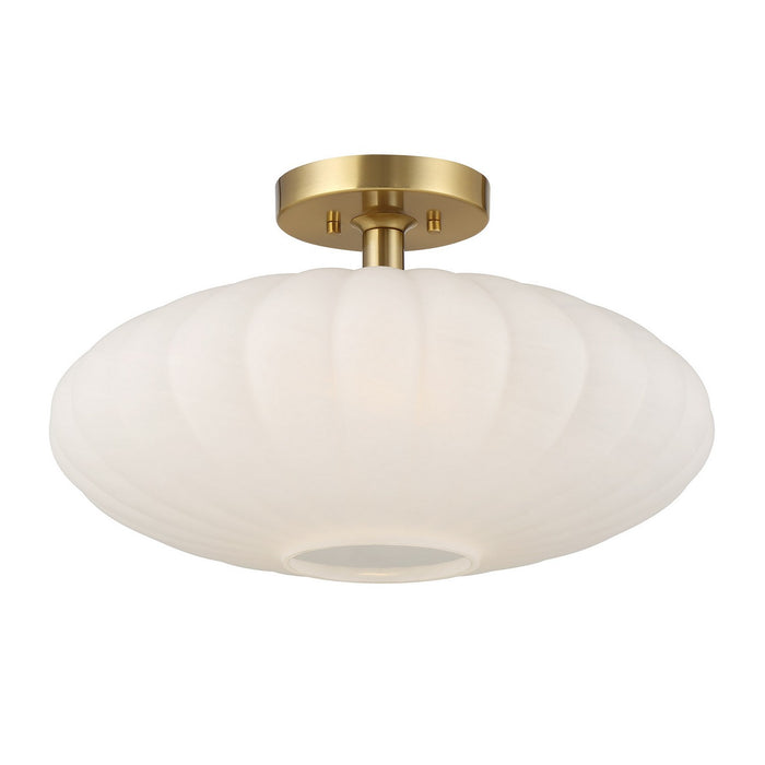Meridian M60075NB One Light Semi-Flush Mount, Natural Brass