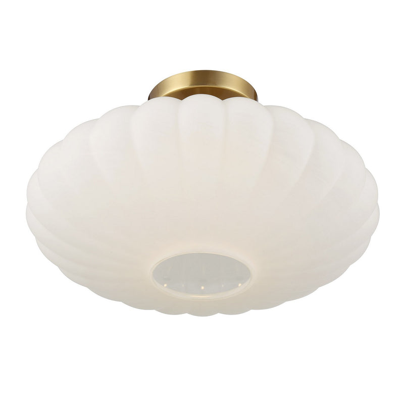Meridian M60075NB One Light Semi-Flush Mount, Natural Brass