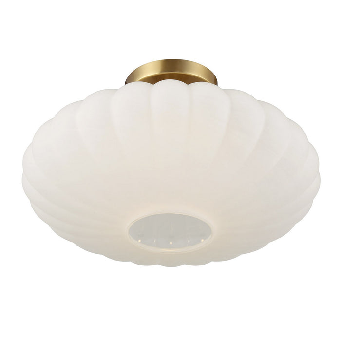 Meridian M60075NB One Light Semi-Flush Mount, Natural Brass