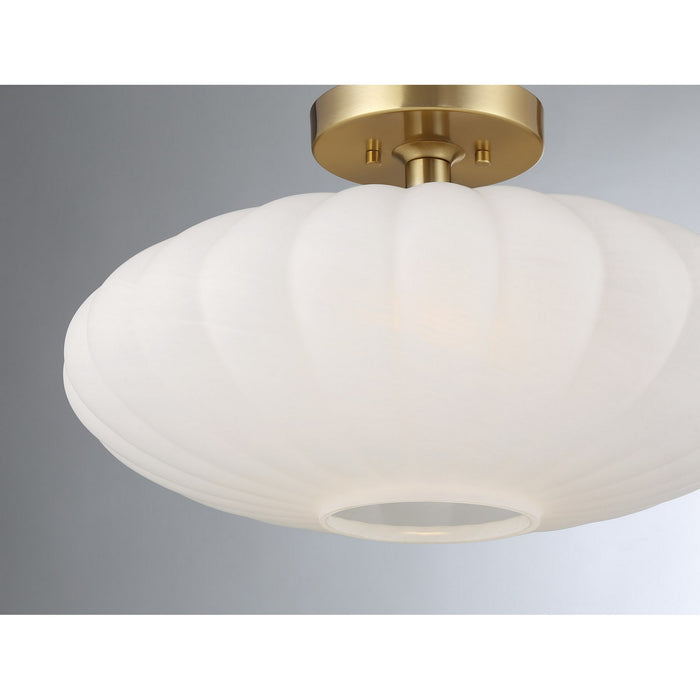 Meridian M60075NB One Light Semi-Flush Mount, Natural Brass