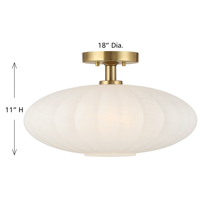Meridian M60075NB One Light Semi-Flush Mount, Natural Brass