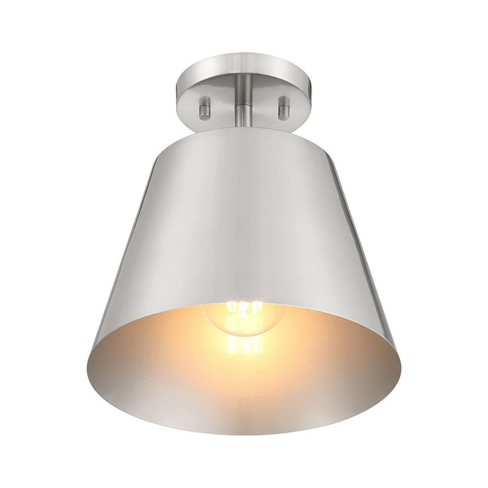 Meridian M60076BN One Light Semi-Flush Mount, Brushed Nickel